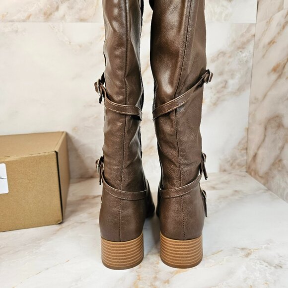 Journee Collection Women's Elettra Regular Calf Boots, Brown, Size 7, NEW - Picture 4 of 8